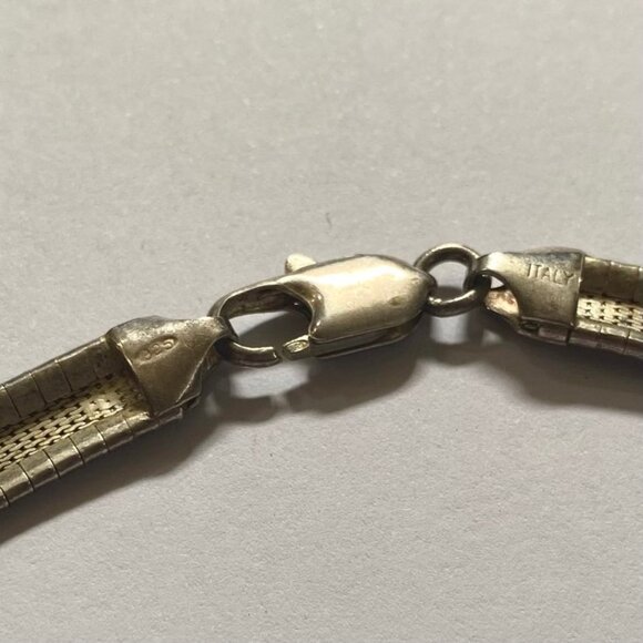 Vintage Sterling Silver Omega Chain Necklace 18 inches 36 grams 8mm Wide - Picture 7 of 8